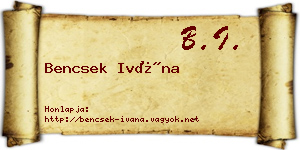 Bencsek Ivána névjegykártya